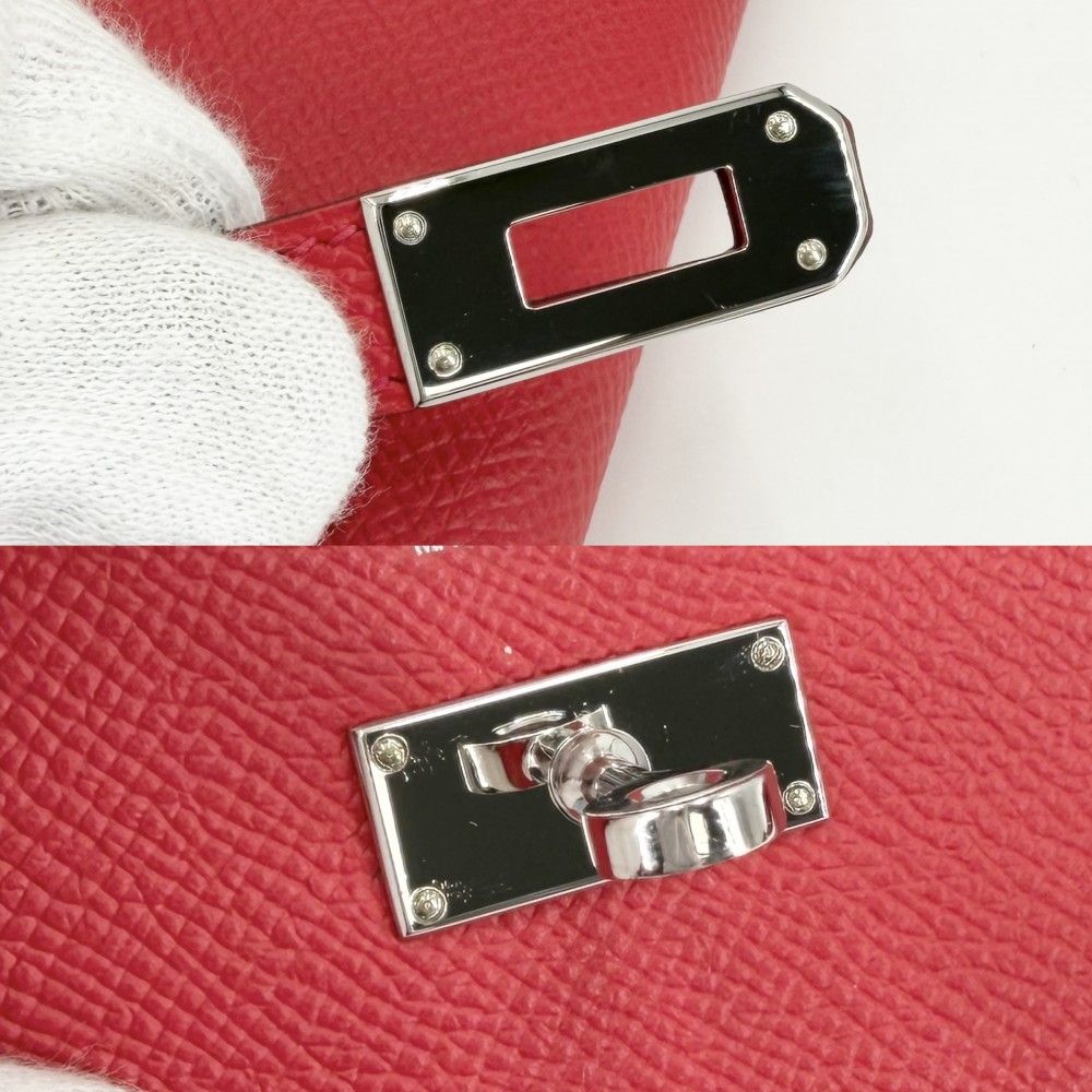 Hermes Wallet Kelly Flap Veau Epsom Red Silver — view 6