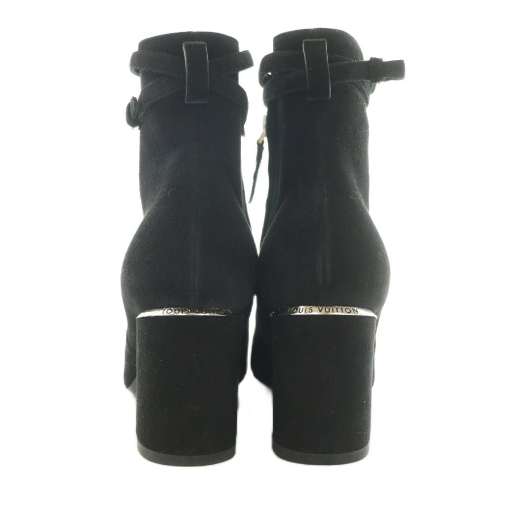 Louis Vuitton Callback Line Short Boots Round Toe Chunky Heels Suede Logo — view 3