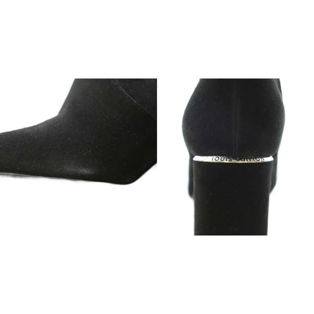 Louis Vuitton Callback Line Short Boots Round Toe Chunky Heels Suede Logo — view 9