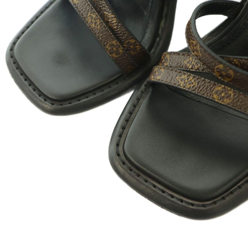 Louis Vuitton Berlin Sandal Monogram Canvas Strap Square Toe Chunky Heels Logo — view 4