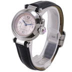 Cartier Mistakepasha Stainless Steel Leather Kuo Analog Display Pink Dial Watch — view 2