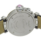 Cartier Mistakepasha Stainless Steel Leather Kuo Analog Display Pink Dial Watch — view 7