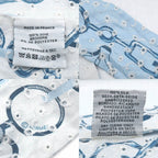 Hermes Dore Book le Broderie Anne Gray Blue White Twill Scarf — view 9