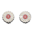 Chanel CC Logo Flower Earrings Yellow Silver