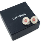 Chanel CC Logo Flower Earrings Yellow Silver — view 9