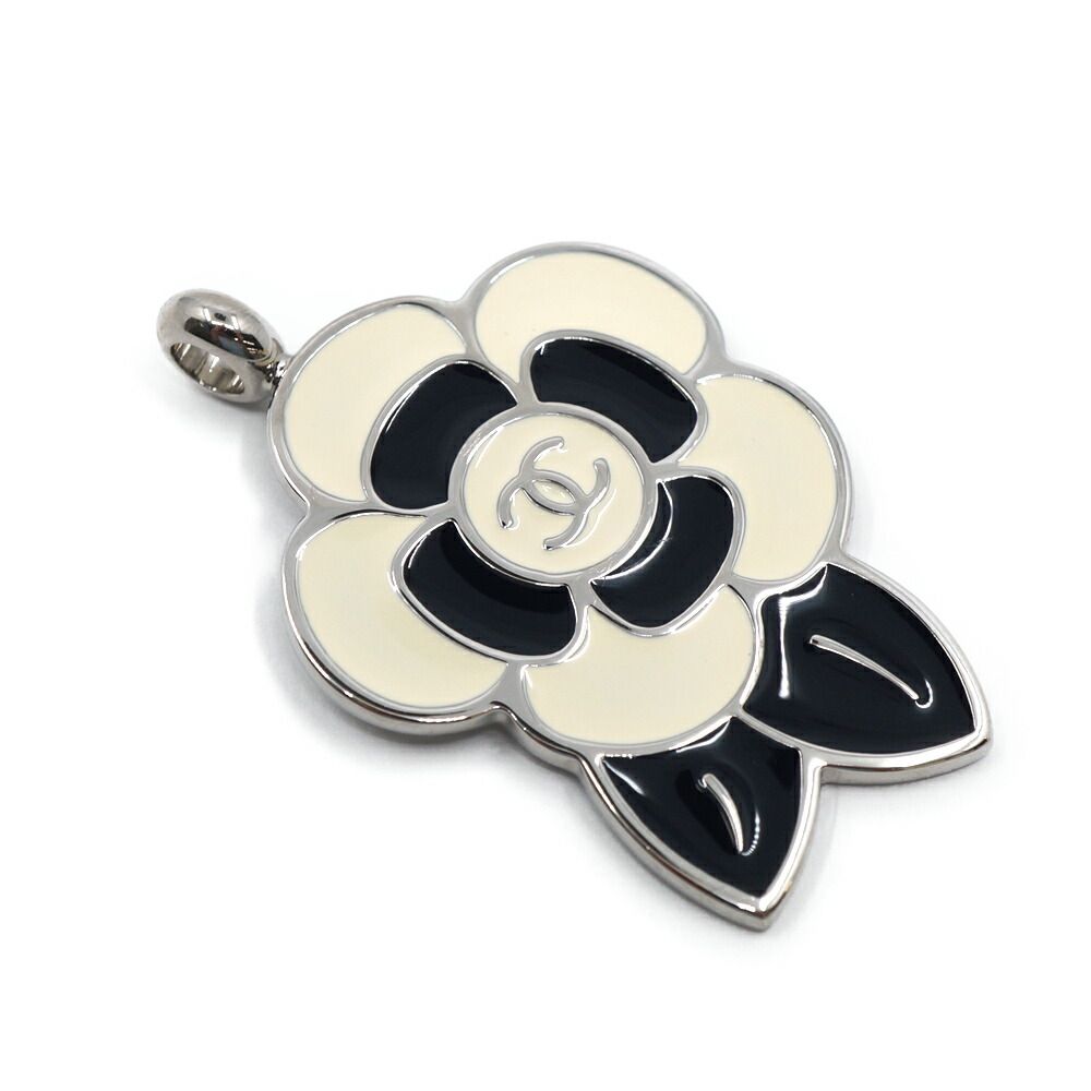 Chanel Camellia Pendant Metal Flower White Black — view 4