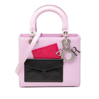 Dior Lady Dior Pocket 2-Way Shoulder Bag Pink Multicolor Leather