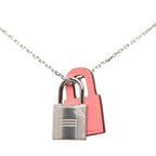 Hermes O'Kelly PM Necklace Silver Pink Metal Swift