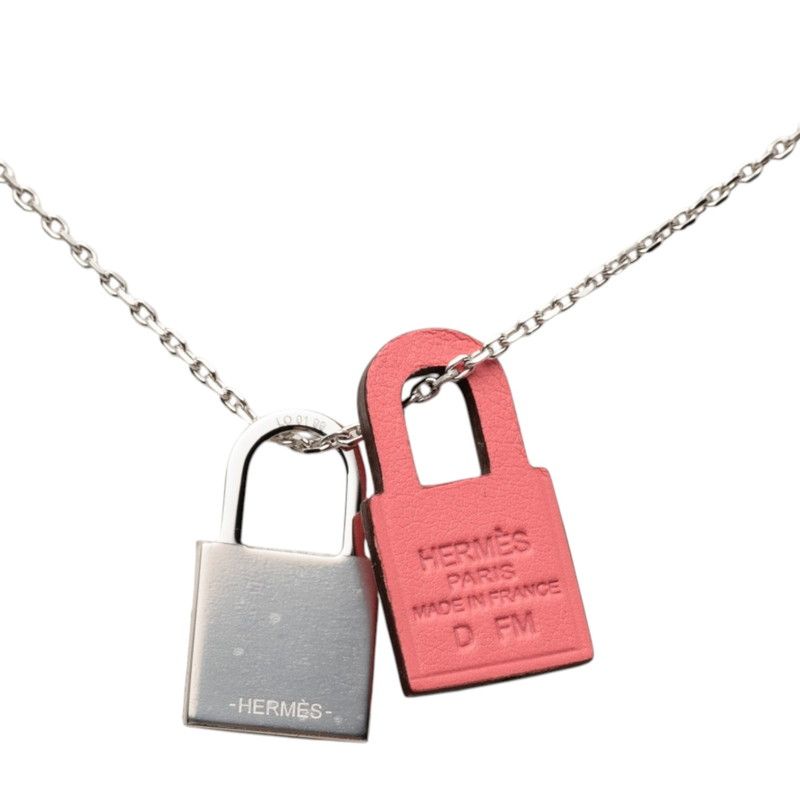 Hermes O'Kelly PM Necklace Silver Pink Metal Swift — view 2