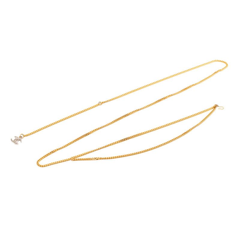 Chanel CC Logo Chain Belt Gold Silver Plated Metal — view 2
