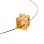 Hermes Cage de Ash Cube Necklace Gold Orange Plated Enamel — view 3