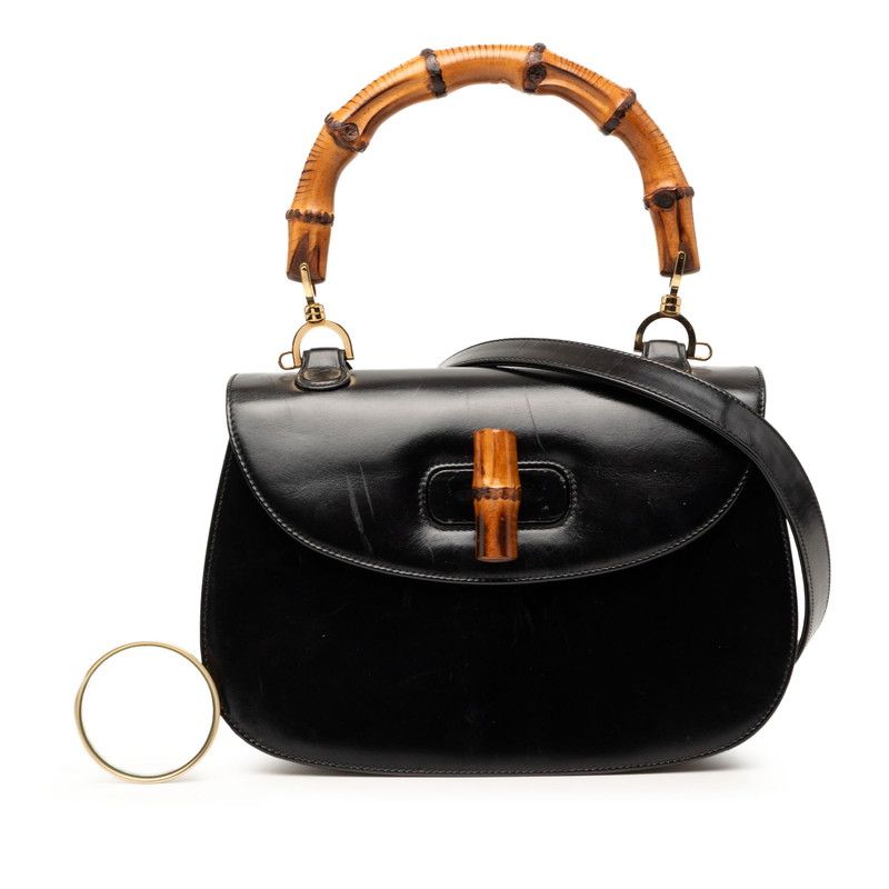 Gucci Bambu 2-Way Shoulder Bag 000 Black Calf — view 8