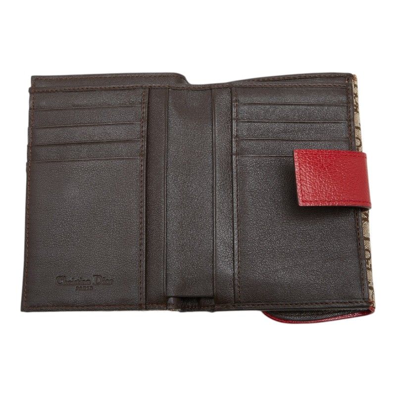 Dior Trotter Saddle Bifold Wallet Beige Multicolor Canvas Leather — view 7
