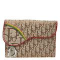 Dior Trotter Saddle Bifold Wallet Beige Multicolor Canvas Leather