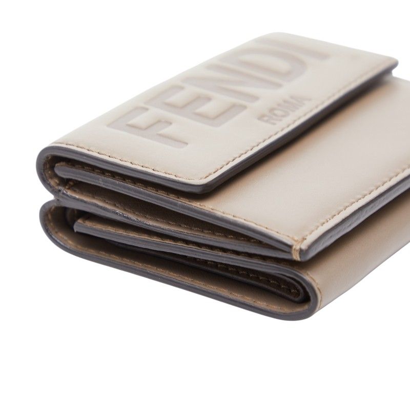 Fendi Trifold Wallet Compact Gray Leather — view 5