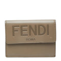 Fendi Trifold Wallet Compact Gray Leather