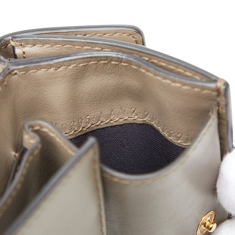Fendi Trifold Wallet Compact Gray Leather — view 9