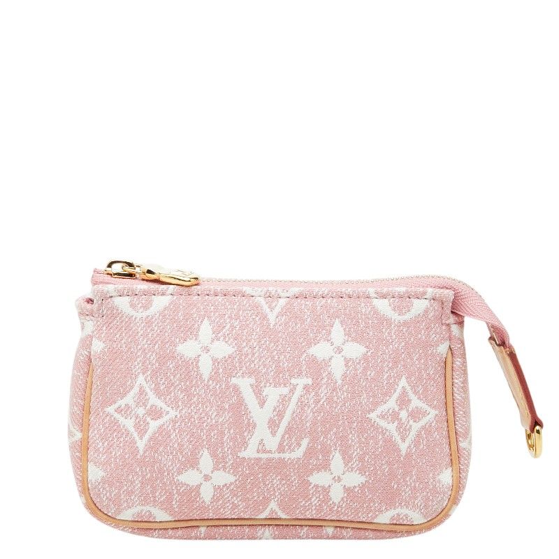 Louis Vuitton Monogram Jacquard Micro Pochette Case Pink White Denim 1 Pouch