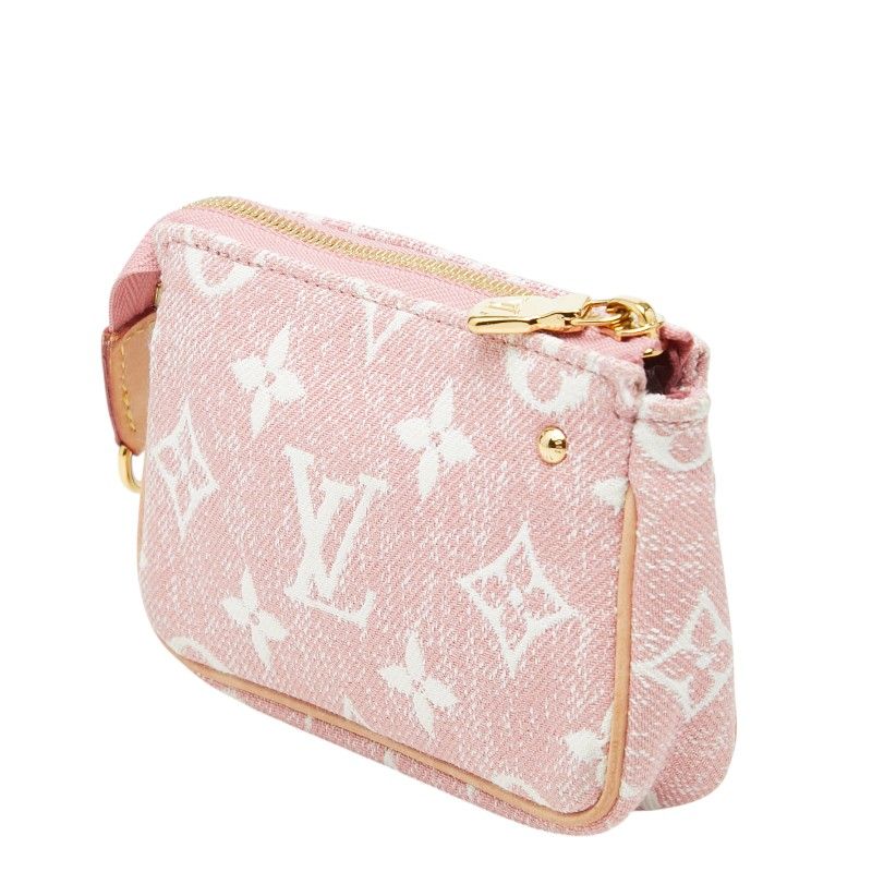 Louis Vuitton Monogram Jacquard Micro Pochette Case Pink White Denim 1 Pouch — view 2