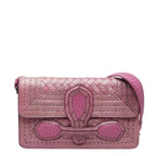 Bottega Veneta Intrecciato Rialto Chain Shoulder Bag Pink Leather