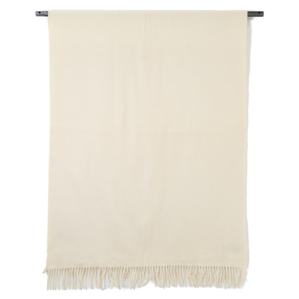 Hermes Logo Embroidery Cashmere Fringe Scarf — view 3
