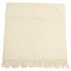 Hermes Logo Embroidery Cashmere Fringe Scarf