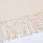 Hermes Logo Embroidery Cashmere Fringe Scarf — view 6