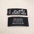 Hermes Logo Embroidery Cashmere Fringe Scarf — view 7