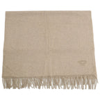 Hermes Logo Embroidery Cashmere Fringe Scarf