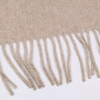 Hermes Logo Embroidery Cashmere Fringe Scarf — view 6