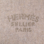 Hermes Logo Embroidery Cashmere Fringe Scarf — view 5