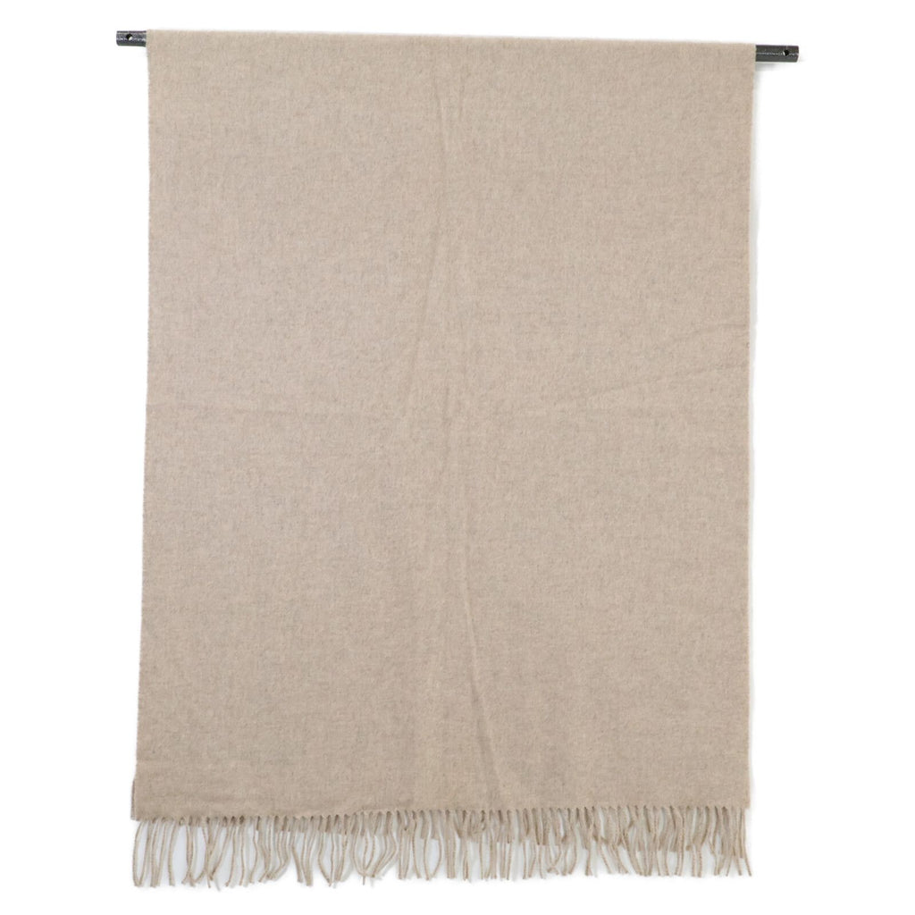 Hermes Logo Embroidery Cashmere Fringe Scarf — view 3