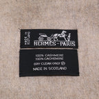 Hermes Logo Embroidery Cashmere Fringe Scarf — view 4