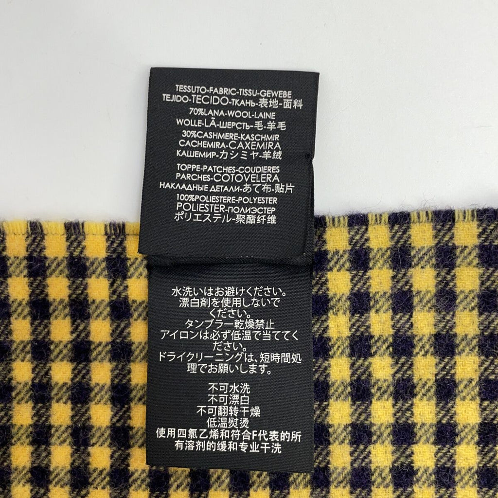 Gucci Check Wolf Embroidery Fringe Scarf — view 4