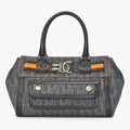 Dior Flight Line Trotter Handbag Gray Orange Denim Leather