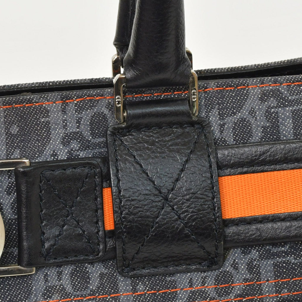 Dior Flight Line Trotter Handbag Gray Orange Denim Leather — view 7