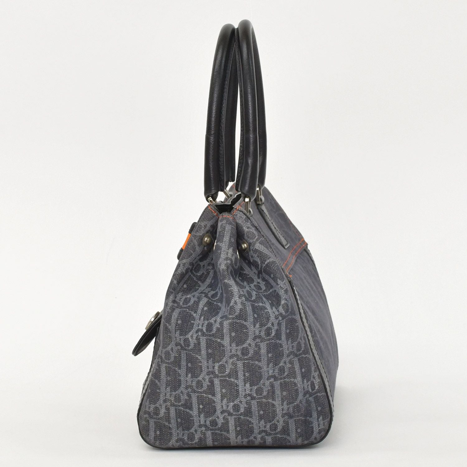 Dior Flight Line Trotter Handbag Gray Orange Denim Leather — view 2