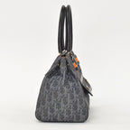 Dior Flight Line Trotter Handbag Gray Orange Denim Leather — view 4
