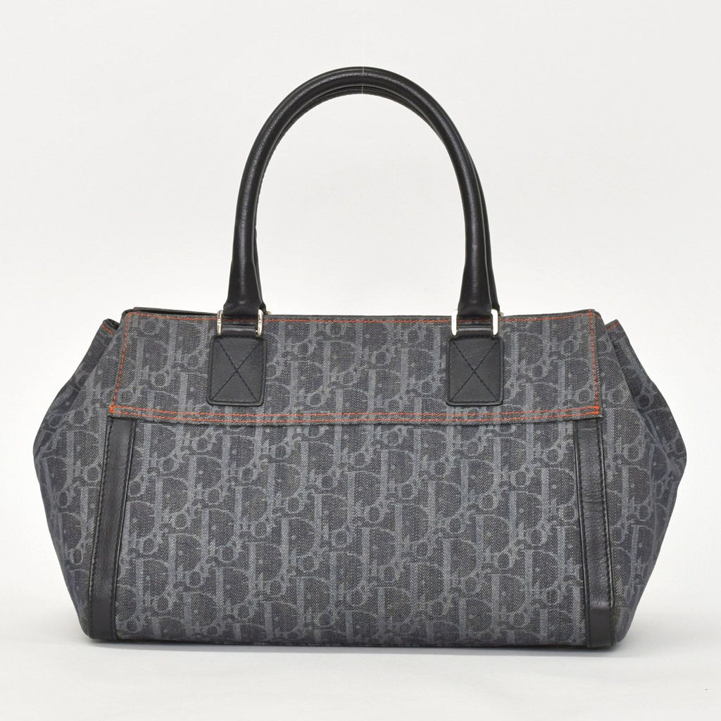 Dior Flight Line Trotter Handbag Gray Orange Denim Leather — view 3