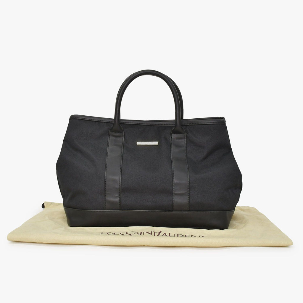 Saint Laurent Black Tote Bag Calfskin Silver