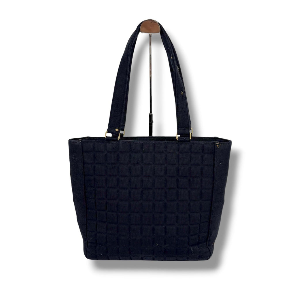 Chanel Choco Bar CC Logo Mini Tote Cotton Canvas Black Shoulder — view 3