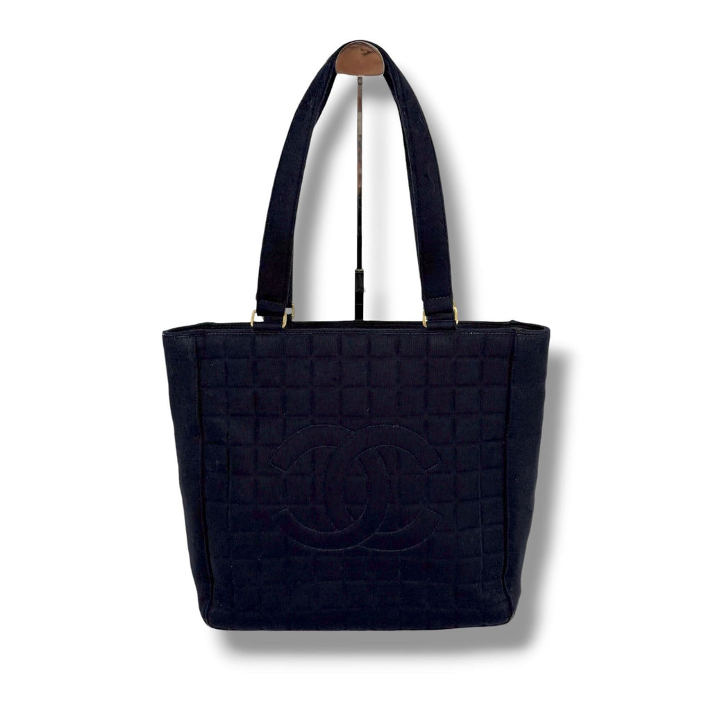 Chanel Choco Bar CC Logo Mini Tote Cotton Canvas Black Shoulder — view 2