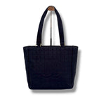Chanel Choco Bar CC Logo Mini Tote Cotton Canvas Black Shoulder — view 2
