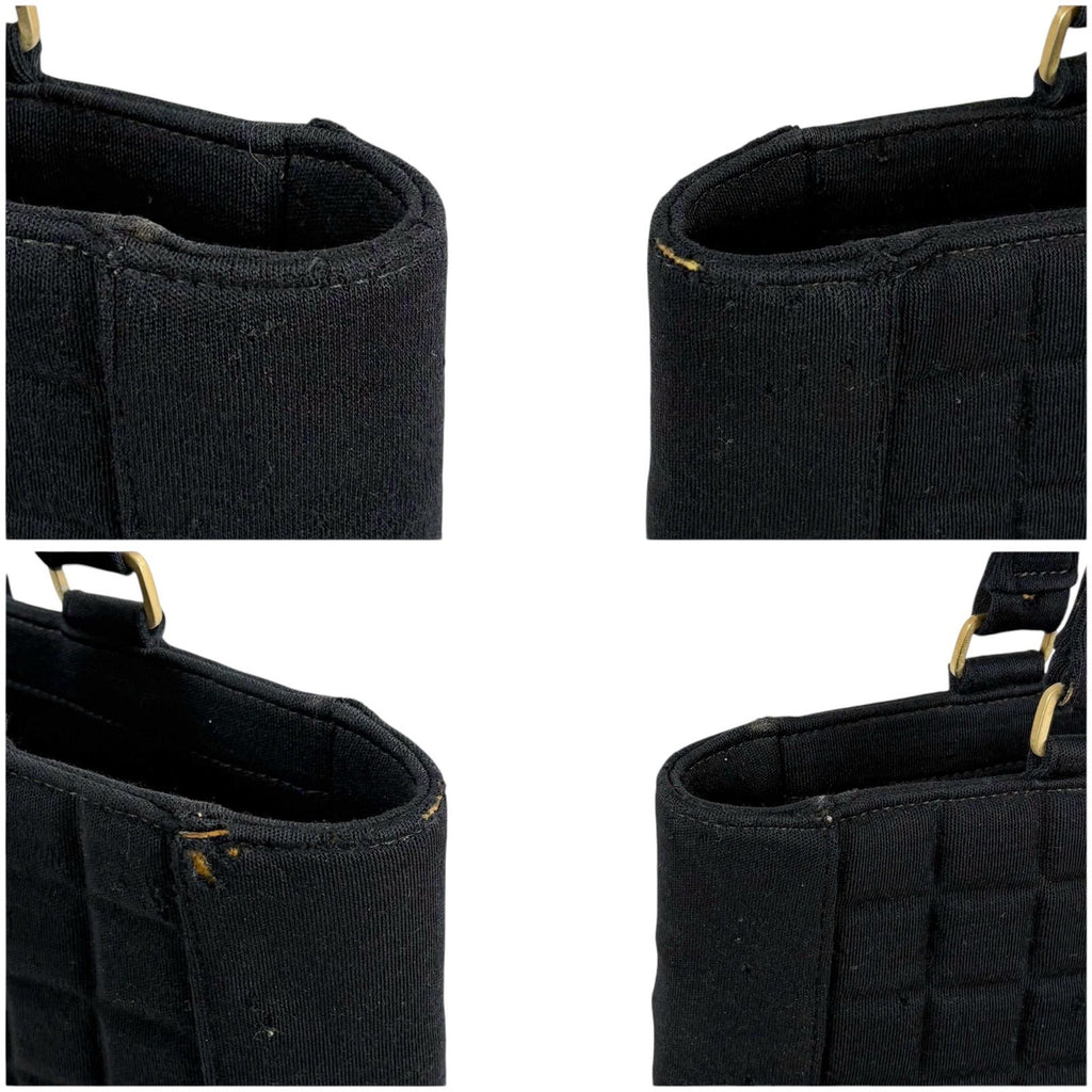 Chanel Choco Bar CC Logo Mini Tote Cotton Canvas Black Shoulder — view 5