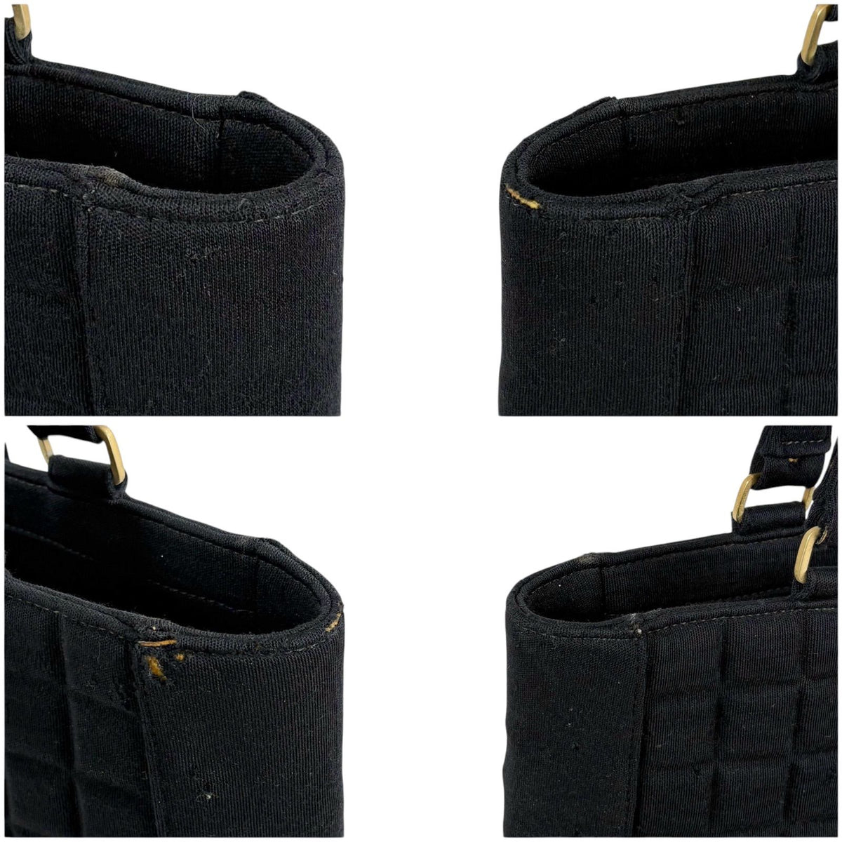 Chanel Choco Bar CC Logo Mini Tote Cotton Canvas Black Shoulder — view 5