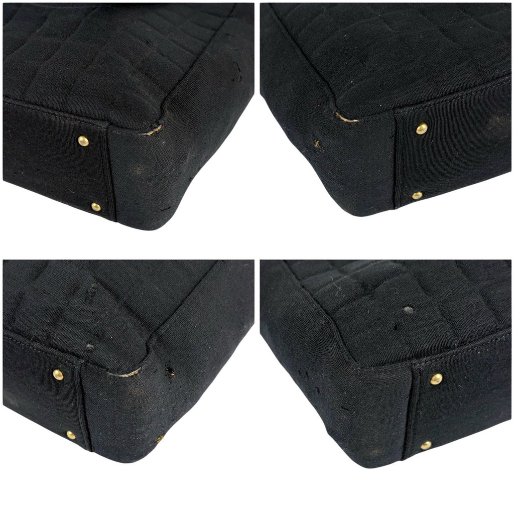 Chanel Choco Bar CC Logo Mini Tote Cotton Canvas Black Shoulder — view 6