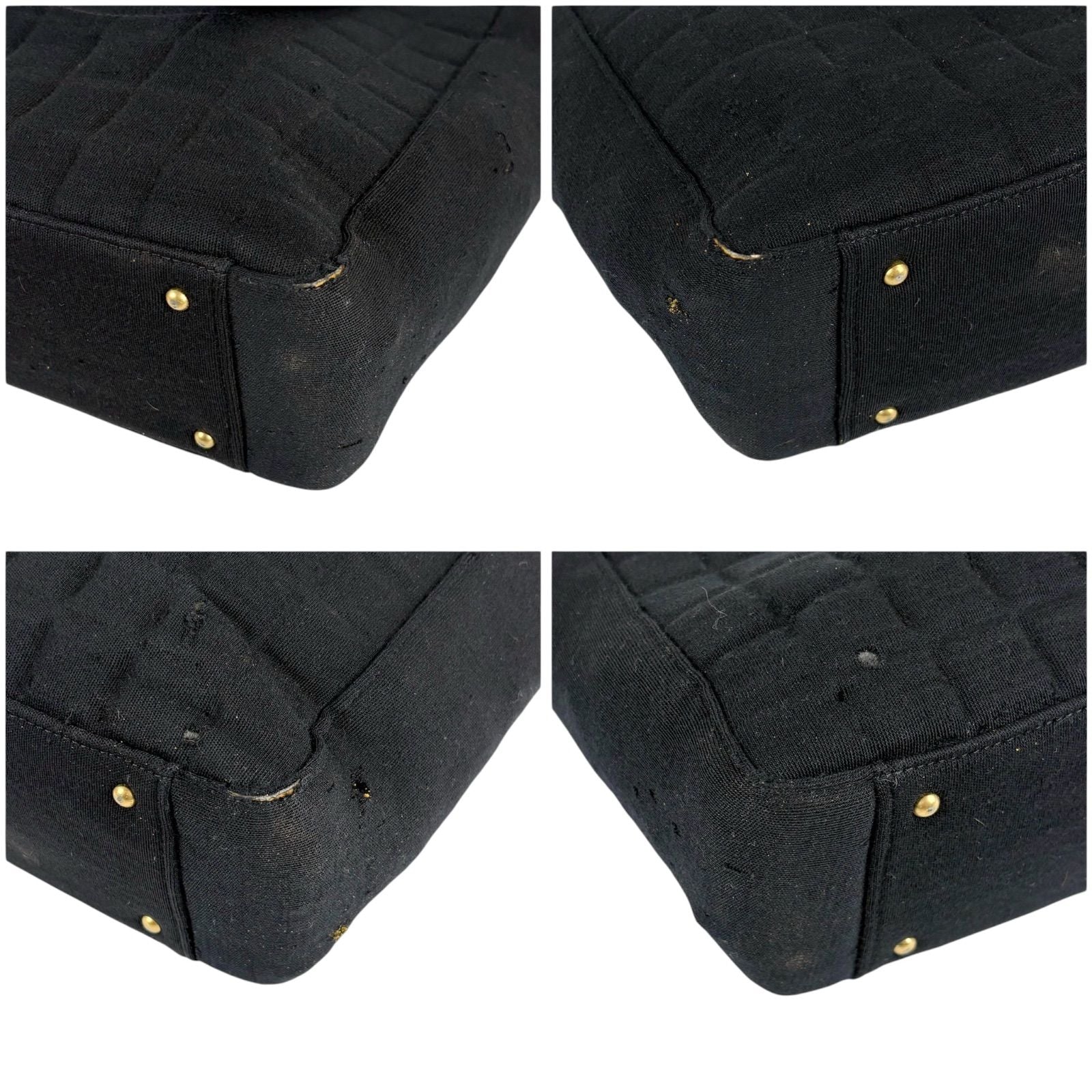 Chanel Choco Bar CC Logo Mini Tote Cotton Canvas Black Shoulder — view 6