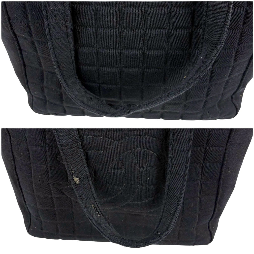 Chanel Choco Bar CC Logo Mini Tote Cotton Canvas Black Shoulder — view 7