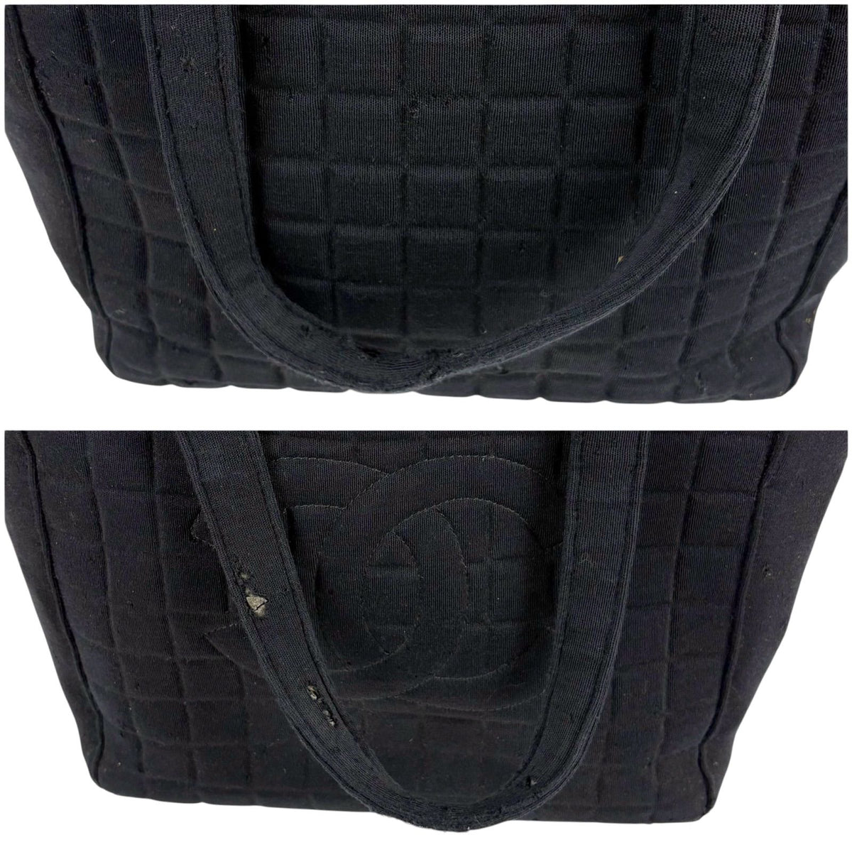 Chanel Choco Bar CC Logo Mini Tote Cotton Canvas Black Shoulder — view 7