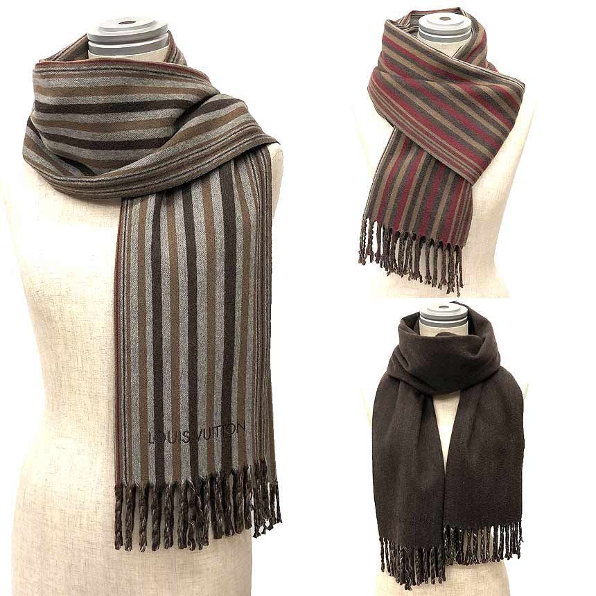 Louis Vuitton Scarf Multi Striped Cashmere Wool Brown — view 2
